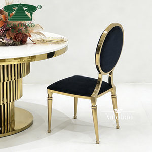 Chaise de mariage décorative or acier inoxydable métal meubles de salle à manger chaise d'hôtel moderne chaises de salle à manger de luxe - Product Image 4