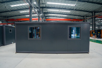Maison conteneur extensible grise de 20 pieds, vidéo, double aile, étanche, préfabriquée, pour bureau de chantier et stockage