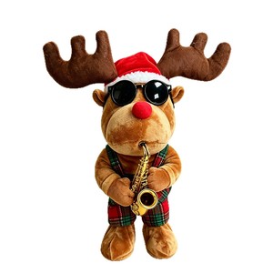 Muñeco de Peluche Musical Navideño, Juguete Eléctrico Bailarín, Muñeco de Nieve Reno que Toca Saxofón, Decoración Navideña para el Hogar, Regalo - Product Image 6