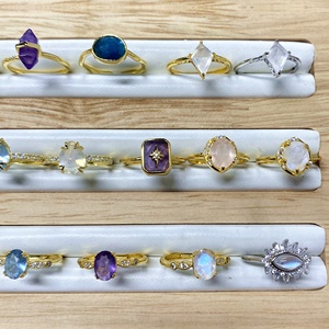 Pietra di luna naturale <span class=keywords><strong>acquamarina</strong></span> guarigione cristallo placcato oro 925 gioielli in <span class=keywords><strong>argento</strong></span> sterling anelli di cristallo per le donne - Product Image 4