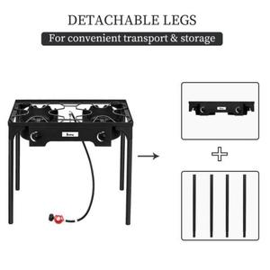 ポータブル自立式屋外キャンプ用ガスストーブ<span class=keywords><strong>2</strong></span>バーナーノブコントロールプロパンRVスチール家庭用裏庭用取り外し可能 - Product Image 4