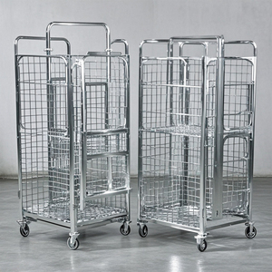 Thép không gỉ Heavy-Duty ráp CuộN container 4 Sides kim loại lồng CuộN xe đẩy với bánh xe mạ kẽm kho OEM/ODM - Product Image 5