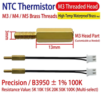 Sensor Suhu NTC Berulir M3/M4/M5 dengan Termistor 10K/50K/100K B3435/3950 Berperingkat IP67