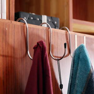 4-pack of S-shaped stainless steel multi-functional traceless hooks for kitchens and bathrooms, as well as wardrobes, <b>hats</b>, and - Product Image 1