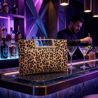 Tas Clutch Wanita Motif Leopard Terbaru, Tas Selempang Rantai, Tas Tangan, Tas Pesta Berkapasitas Besar dengan Gesper Magnetik
