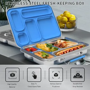 2024 Aohea Hot Selling Cute Kids School Lunch Box BPA Free Silicone Leakproof Steel Kids Lunch Container Box Bento Lunch Box