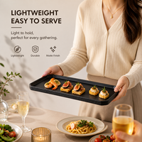 Plateau irrégulier en mélamine noire durable de 30 cm, résistant aux chocs, de qualité alimentaire, en résine, pour barbecue, restaurant, hôtel, cafétéria