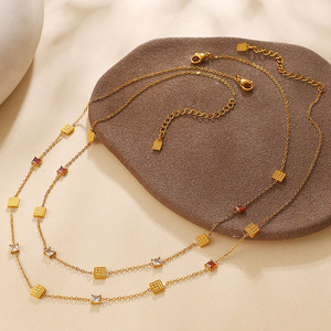 Collier en zircon plaqué or 18 carats, anti-ternissement, en acier inoxydable, bijoux de mode pour femmes - Product Image 3