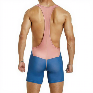 Combinaison de sport de lutte pour hommes sans manches, uniforme de compression avec short pour les compétitions d'entraînement en salle de sport - Product Image 5