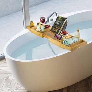 Caddy Bañera Caddy Bandeja de baño Extensible Bañera de bambú Caddy Baño Bandeja de baño - Product Image 5