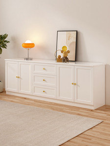 Mueble <span class=keywords><strong>de</strong></span> TV Moderno Multifuncional Estilo Cabaña <span class=keywords><strong>de</strong></span> Pino Macizo, con 3 Cajones, Puertas Dobles, Unidad <span class=keywords><strong>de</strong></span> Piso <span class=keywords><strong>de</strong></span> Baja Altura, Muebles para el Hogar - Product Image 2