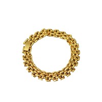 Bracelet tendance pour femme en laiton plaqué or, design minimaliste, large chaîne creuse, fermoir montre, style européen et américain, idéal pour les soirées