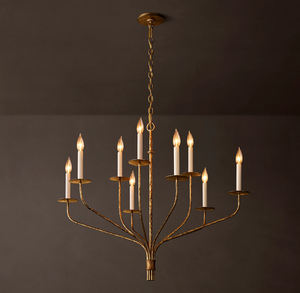 Lustre en laiton doré à 8 lumières, style bougie LED E14, luminaire suspendu pour salon, montage au plafond - Product Image 1