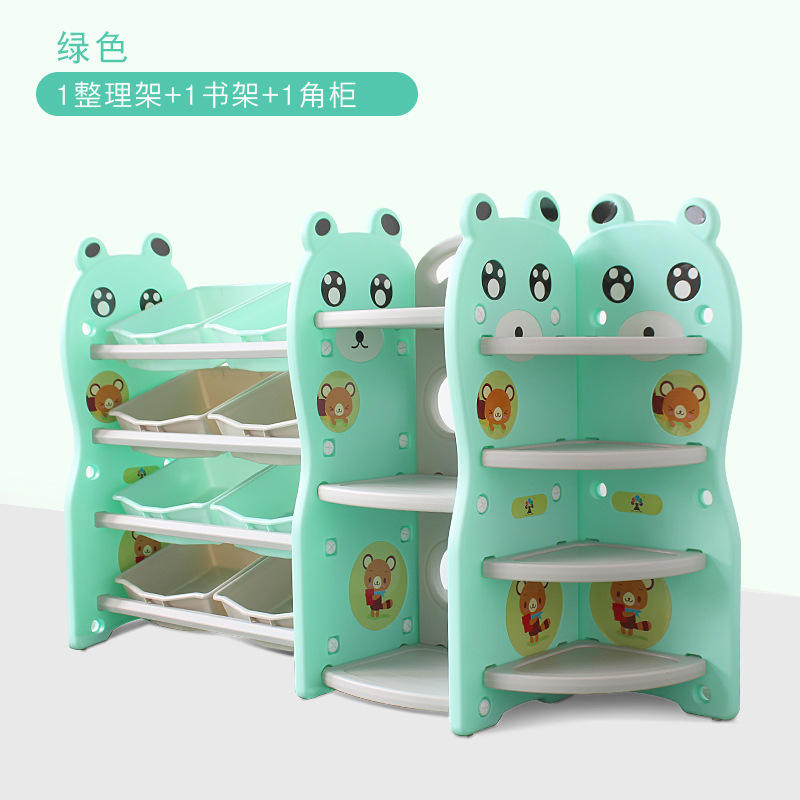 Toy rack + bookshelf + corner shelf mint green