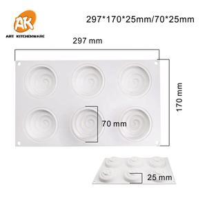 Mousse Moules Gâteau Décoration Outils Boulangerie Pâtisserie Outils D'art <span class=keywords><strong>Comestible</strong></span> MC-146 AK 6 cavités Spiricule D'ondulation En Silicone - Product Image 2