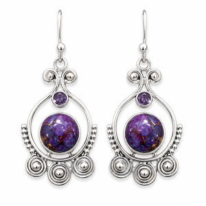 Orecchini Pendenti Girevoli Vintage Viola da Donna, Gioielli Creativi di Moda - Product Image 1