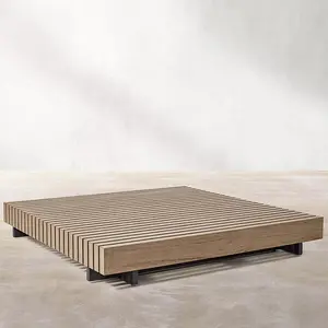 Moderne Allwetter-Solidetem Teak niedriger Tisch Terrassen-Wohnzimmermöbel Holztischplatte Aluminiumbasis Outdoor-Coffee-Tisch