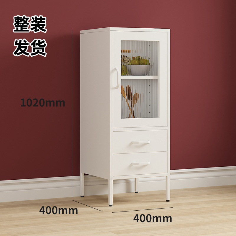 Dos cajones debajo de la tapa rectangular de cristal arcoíris.