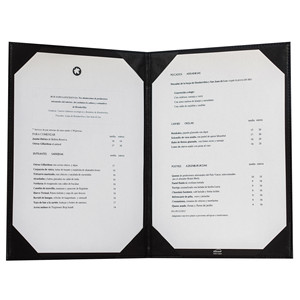 Porta Menús con Aspecto de Cuero Negro con Iconos de Cubiertos para Uso en Restaurantes - Product Image 2