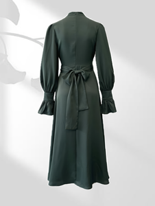 Conjunto de Abaya Elegante y Modesto de Satén, Transpirable, Manga Larga, Corte Holgado, Color Sólido, Estilo Retro, Ropa de Noche, Moda Árabe de Dubái - Product Image 3