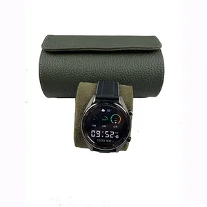 Two slots genuine leather watch box custom logo watch gift box luxury watch box