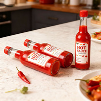 Bouteille en verre pour sauce piquante Wozzy, huile de chili, sauce soja, vinaigre, avec bouchon noir, vente chaude, 3 oz, 5 oz, 8 oz, 90 ml, 150 ml, 250 ml