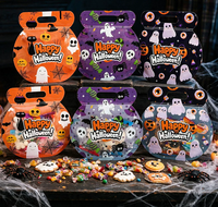 Pochette refermable personnalisée pour Halloween avec motifs toile d'araignée, fantôme et citrouille pour emballage de bonbons et cadeaux (Option logo personnalisé)