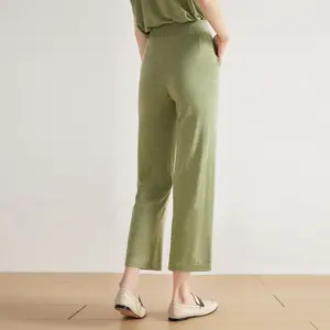 Vendita all'ingrosso abbigliamento donna pantaloni lunghi Staight per le donne pantaloni di seta di lana Merino per le signore vestiti bassi Moq