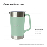 Mug de voyage isotherme en acier inoxydable de 64 oz, grande capacité, durable, anti-fuite, avec poignée, personnalisable avec logo, pour bière