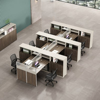 Ensemble de chaises de bureau modernes de l'usine de meubles de Foshan, bureaux informatiques ergonomiques avec rangement, postes de travail en bois pour le personnel
