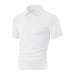 Polo de manga corta informal de verano para hombre en azul marino con diseño de rejilla y tela de poliéster para uso informal. - Product Image 4