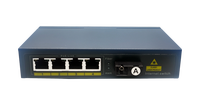 Commutateur Fibre Optique Gigabit 10/100/1000 Mbps à 4 Ports POE+ Prix Usine 2026, SNMP QoS Empilable, 1 Port Fibre Monomode SC 1000m