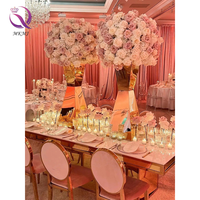 Nouvelle Table À Dessert En Acier Inoxydable Taille Mince Diamant Fleur Stand Vase Décoration De Table De Mariage Brillant Or Fleur Stand