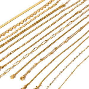 18k Gold Plated <b>Bracelet</b> <b>Set</b> Stainless Steel Snake Cuban Chain Geometric Design Unisex Jewelry Accessory - Product Image 5