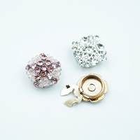 Kancing Manset Kemeja Model Jepit Kristal Putih Penuh Berhiaskan Kristal Pink OEM dan Rhinestone Perak, Custom Pabrik