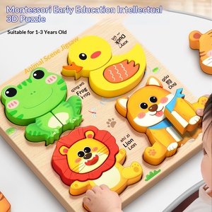 <span class=keywords><strong>Puzzle</strong></span> <span class=keywords><strong>3D</strong></span> en bois pour enfants Star Boat, jouet éducatif Montessori, blocs de construction animaux pour bébés de 8 mois à 3 ans, 18x18cm - Product Image 2