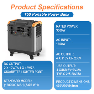 5376Wh 3000W Type-C MPPT Portable Power Station With All-in-One <b>Solar</b> <b>Generator</b> Cigar for Emergency Off-Grid Use Pure Sine Wave - Product Image 3