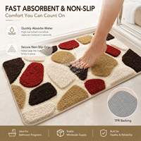 Alfombra de Baño Moderna con Diseño de Guijarros, Antideslizante, Absorbente, Geométrica 3D, Ecológica, para Hogar y Hotel