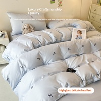Parure de lit confortable en soie glacée – Nouvelle collection estivale rafraîchissante pour un sommeil doux et léger – Draps et housse de couette pour dortoir et maison