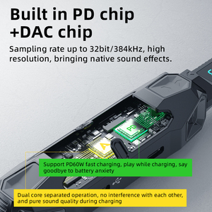 Bộ chuyển đổi âm thanh đa năng PIVA 4 trong 1, dock kết nối Type-C PD60W, <span class=keywords><strong>DAC</strong></span> 32bit/384kHz, 3.5MM, USB2.0, chỉnh EQ 3 cấp, đèn RGB dành cho PUBG - Product Image 4
