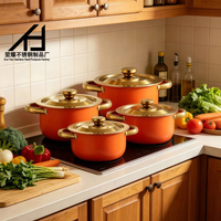 Set Peralatan Masak Stainless Steel Hotel 4pcs Bentuk Bulat Panci Sup Set Peralatan Masak Panci Stok dengan Tutup Set Panci Dapur untuk Sup