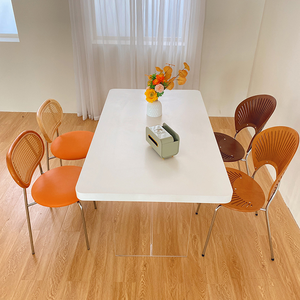 Mesa de comedor de placa de roca acrílica de lujo moderno diseño <span class=keywords><strong>colgante</strong></span> Rectangular blanco puro para cocina o uso en Hotel/Villa - Product Image 1
