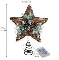 28 cm Natürlicher Stern als Baumspitze mit 20 Warmweißen LED-Lichtern Weihnachtsbaum-Spitzenstern Weihnachtsdekoration