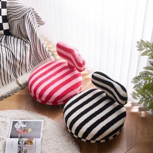 Tabouret pivotant style tatami, pouf de salon, chaise à rayures noires et blanches, pouf enfant pour la maison - Product Image 3