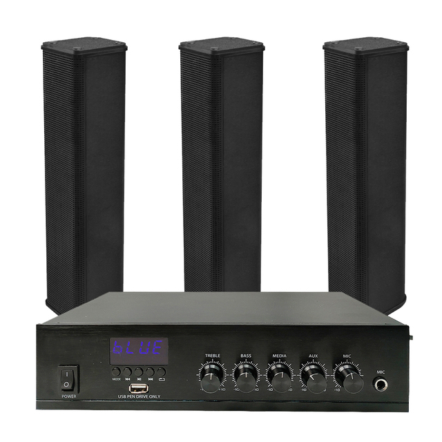 3" Aluminum Alloy Column Speakers 2 X RCA Line Input Public Address System 40W DM Home Amplifier for Classroom