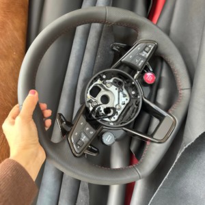Volant YLD avec bouton de démarrage, semi-cuir et carbone, pour <span class=keywords><strong>Audi</strong></span> Q8 SQ8 A3 A4 B9 A5 B8 A6 C7 A7 S3 S4 RS3 RS5 RS7 RS6 C8 - Product Image 4