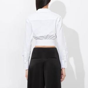 Fabricantes de Ropa, Blusa Blanca Elegante a la Moda para Mujer, Personalizada, con Cuello en V y Mangas Largas - Product Image 2