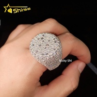 Bague Hip Hop Moissanite pour Homme, Sertie de Pierres en Mosaïque, Monture Inversée, Personnalisée GRA, en Argent Sterling 925, pour Fiançailles et Mariage