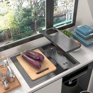 Lavello Nero Nano con Lavabicchieri per Bar Caffè Hotel Fornitore di Lavelli da Cucina Lavello Intelligente con Copertura - Product Image 3