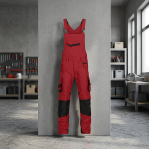 Combinaison de travail rouge avec bretelles réglables et plusieurs poches pour usage industriel - Product Image 5
